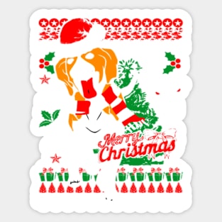 Beagle dog Ugly Christmas Sticker